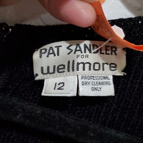 Vintage 1980s Pat Sandler For Wellmore Knit Dress with Sequins Beading Size M - Picture 10 of 16